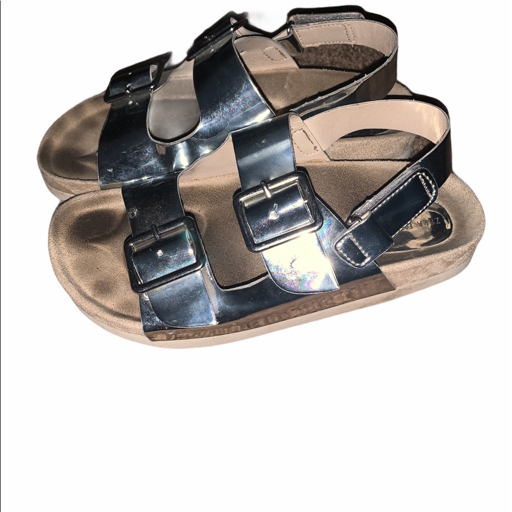 Zara Girls Metallic Double Strap Sandal 13.5